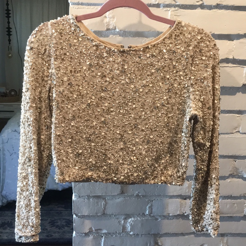 Alice + Olivia Gold Beaded Crop Too